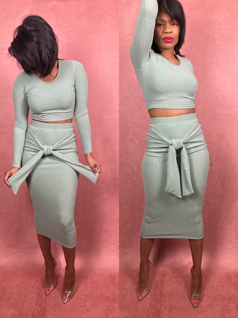 Say Yes | Two Piece Ribbed Knit Skirt Set